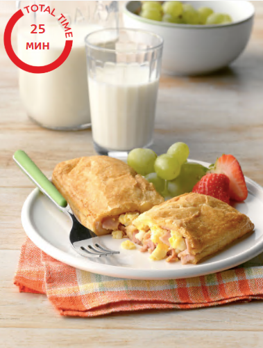 Слойки с ветчиной и яйцом